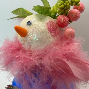 Introducing Winter Rose Snow Angel with Pink Feathers and Colorful Gem Accents